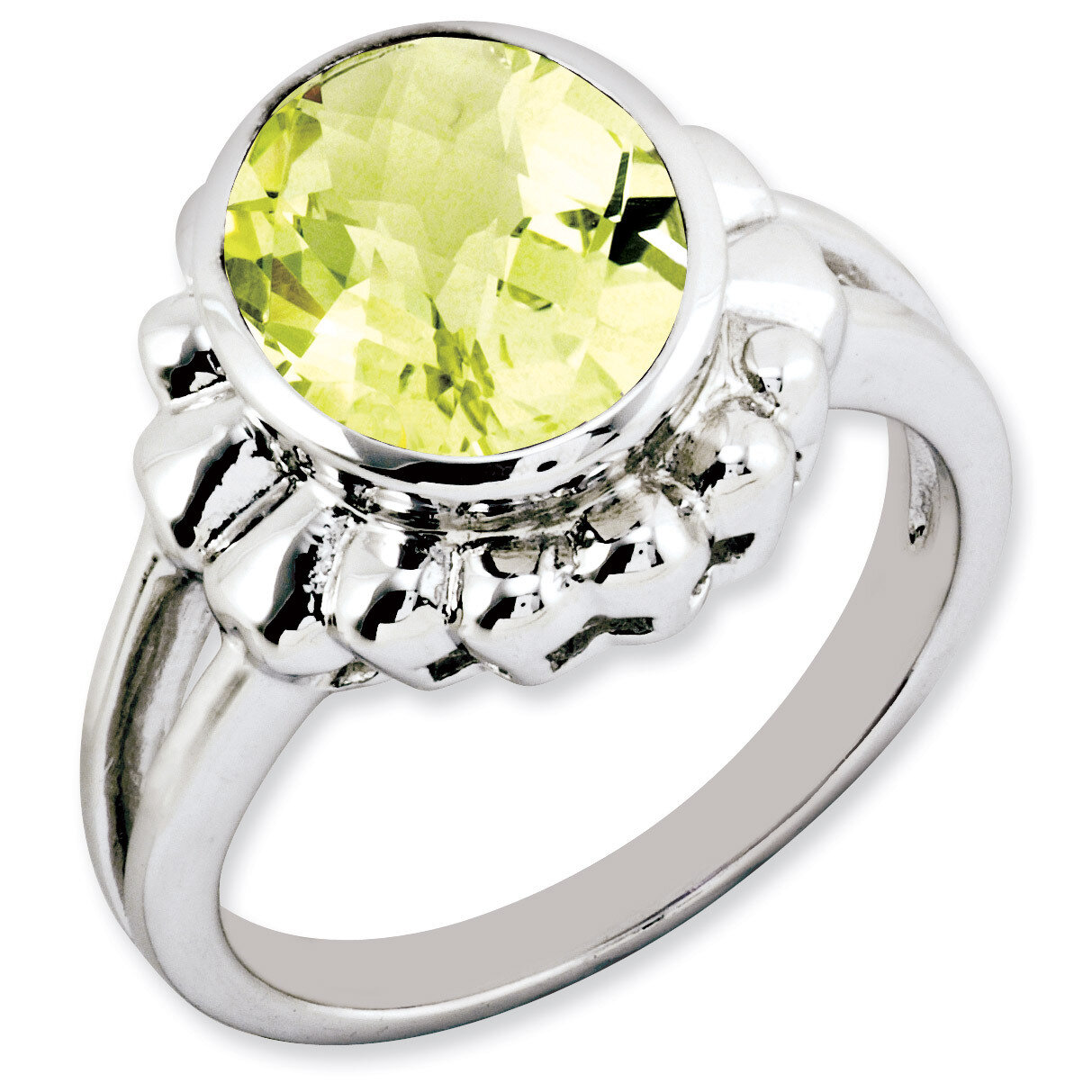 Oval Lemon Quartz Ring Sterling Silver QR3187LQ, MPN: QR3187LQ, 883957363448