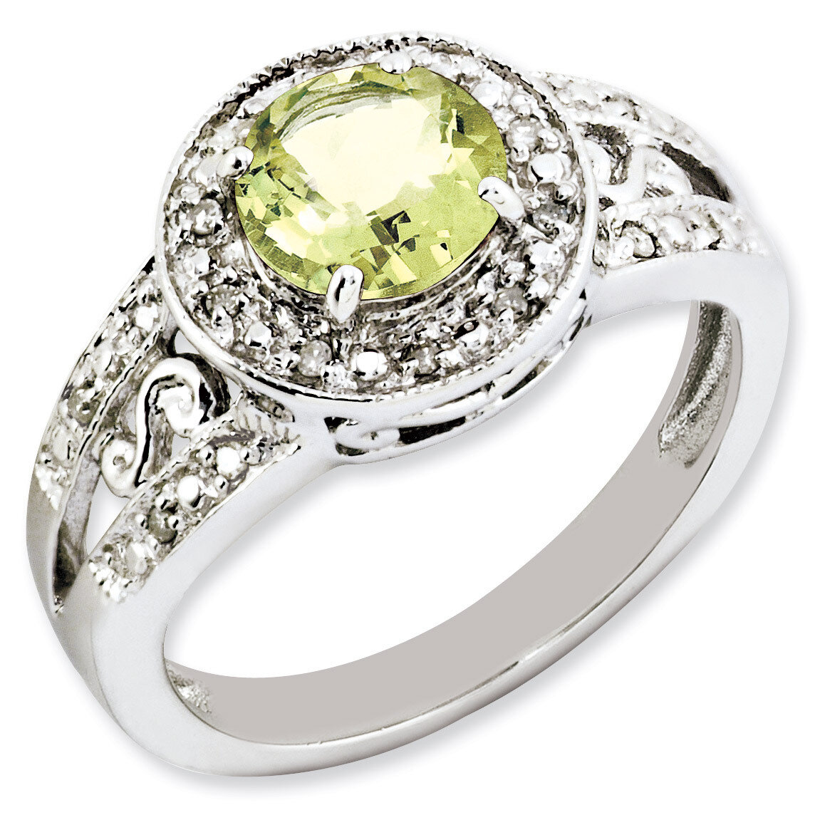 Lemon Quartz &amp; Diamond Ring Sterling Silver QR3188LQ, MPN: QR3188LQ, 883957363486