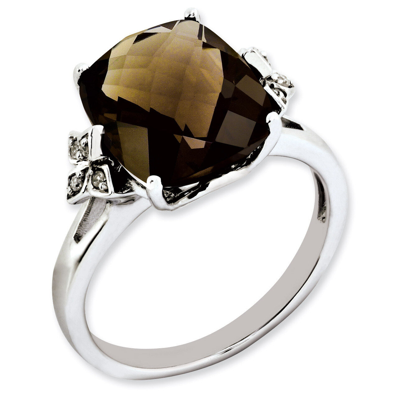 Smoky Quartz &amp; Diamond Ring Sterling Silver QR3191SQ, MPN: QR3191SQ, 883957668208