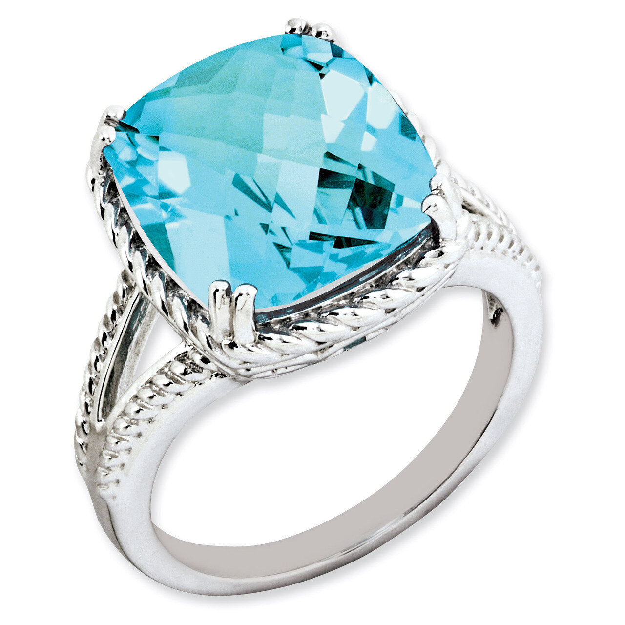 Blue Topaz Ring Sterling Silver QR3194BT, MPN: QR3194BT, 886774199764