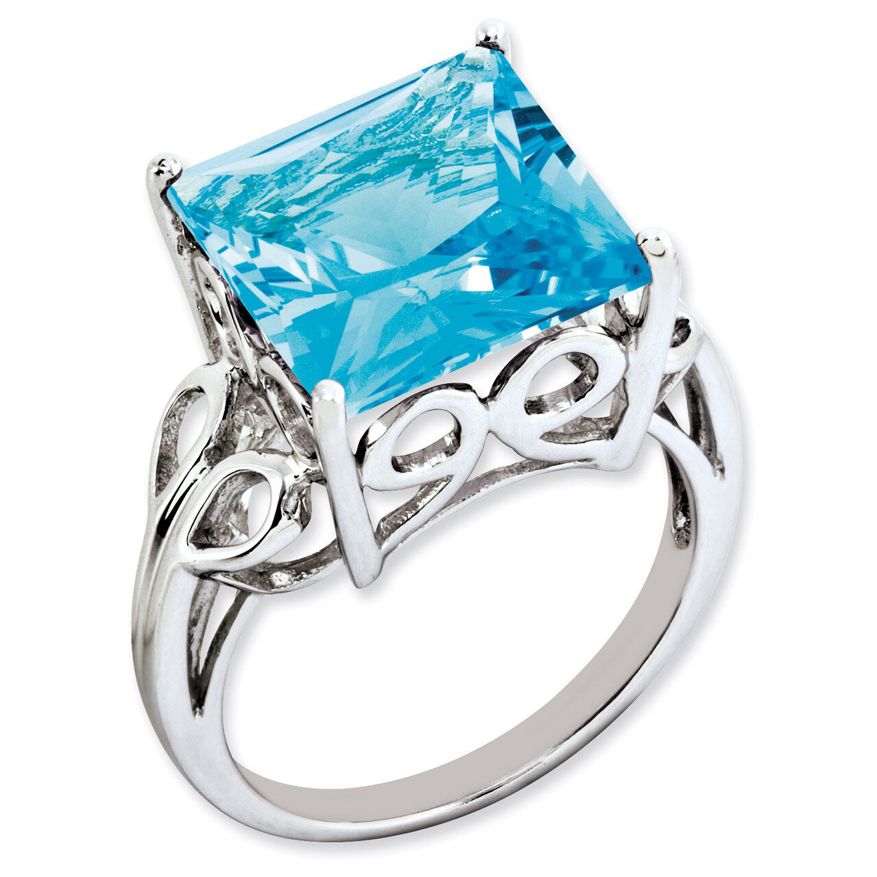 Blue Topaz Ring Sterling Silver QR3196BT, MPN: QR3196BT, 886774200231