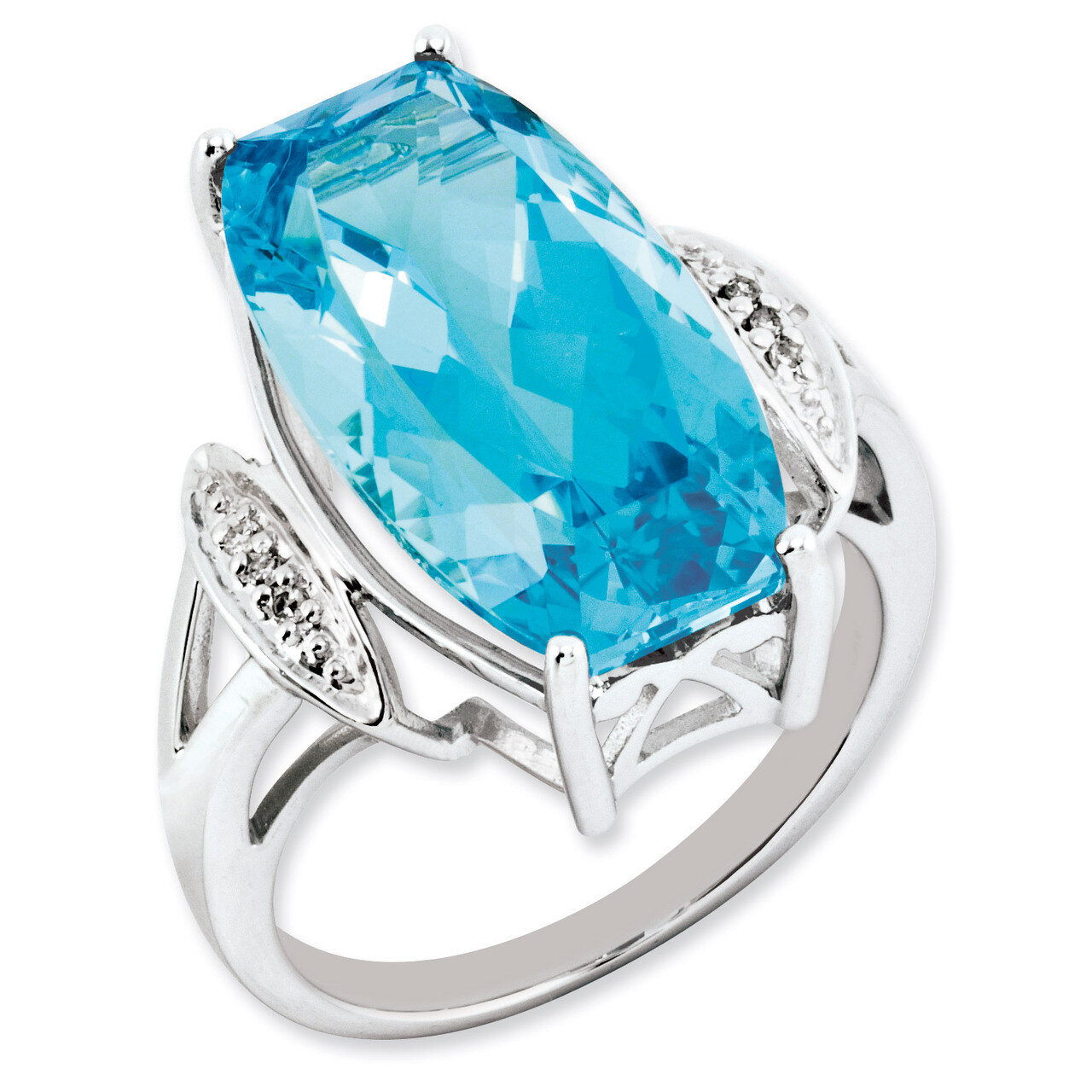 Light Swiss Blue Topaz &amp; Diamond Ring Sterling Silver QR3199LSBT, MPN: QR3199LSBT, 883957672090