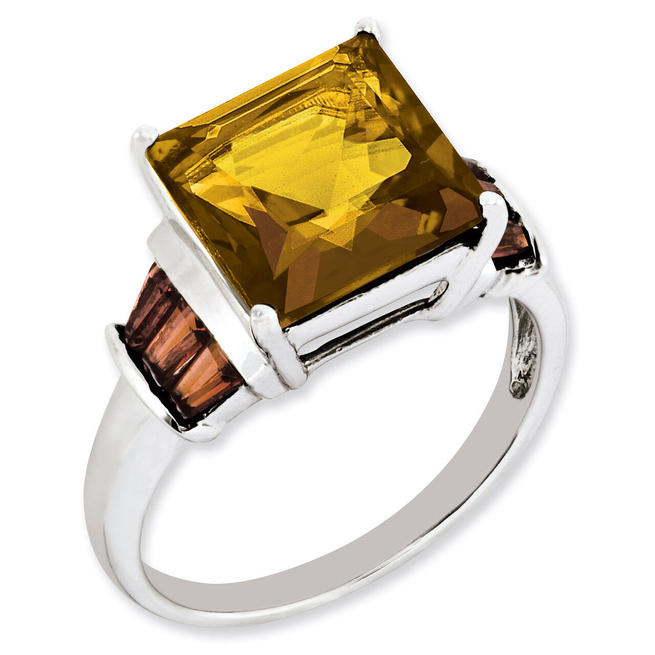 Whiskey Quartz &amp; Tabber Garnet Ring Sterling Silver QR3205WQ, MPN: QR3205WQ, 883957012018