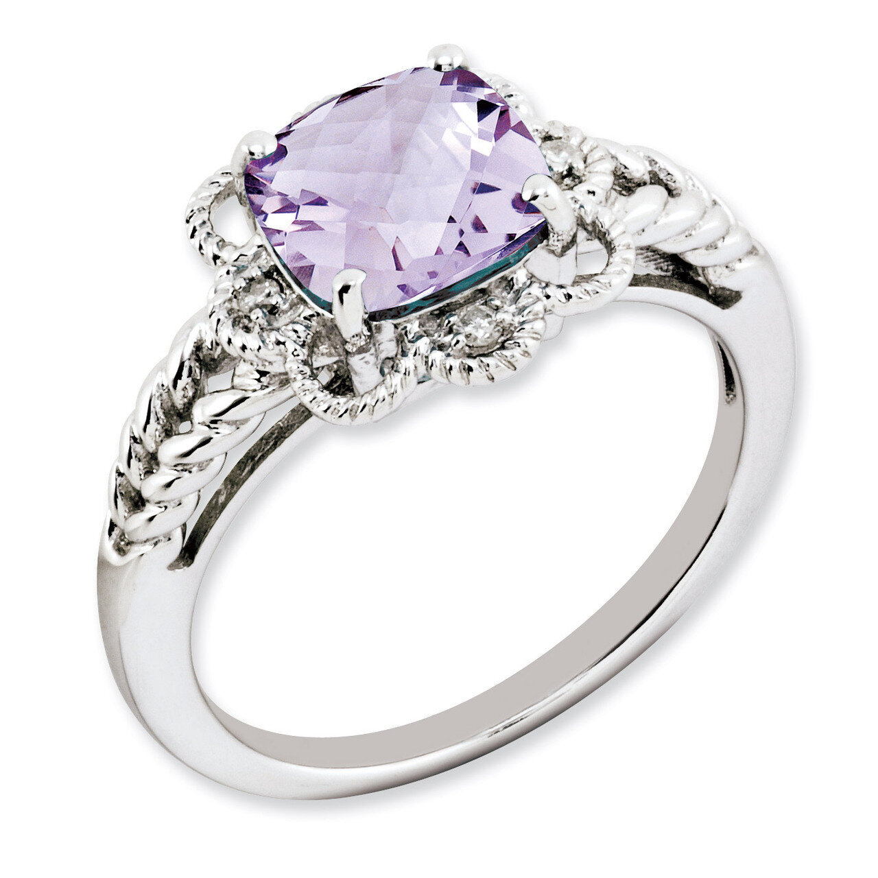 Pink Quartz &amp; Diamond Ring Sterling Silver QR3217PQ, MPN: QR3217PQ, 883957164656