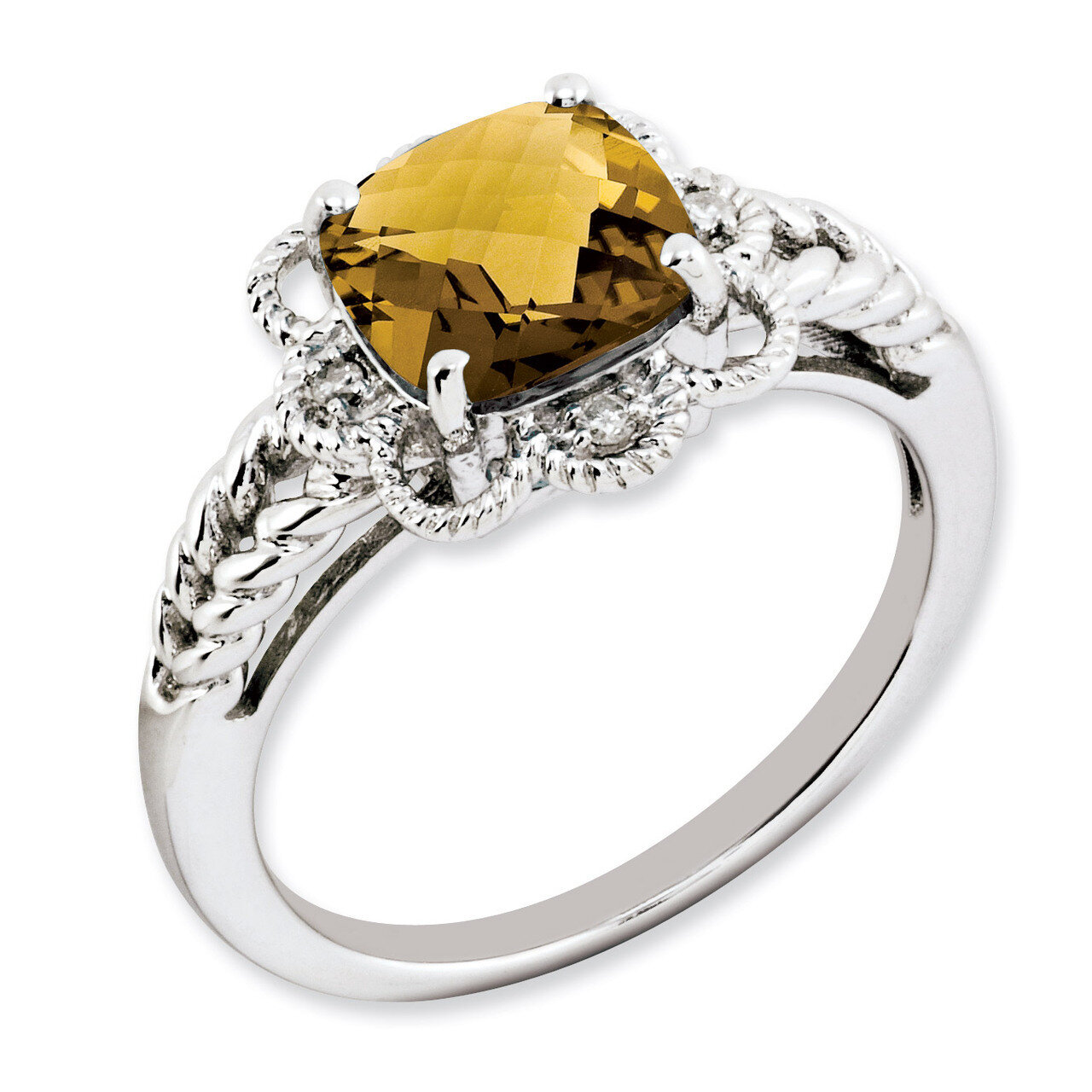 Whiskey Quartz &amp; Diamond Ring Sterling Silver QR3217WQ, MPN: QR3217WQ, 883957167251