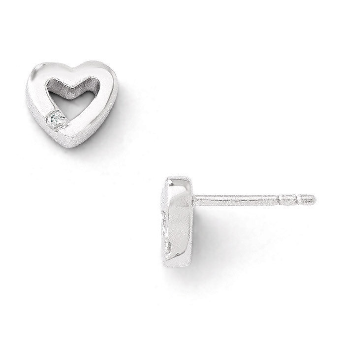 .04ct Diamond Heart Earrings Sterling Silver QW162