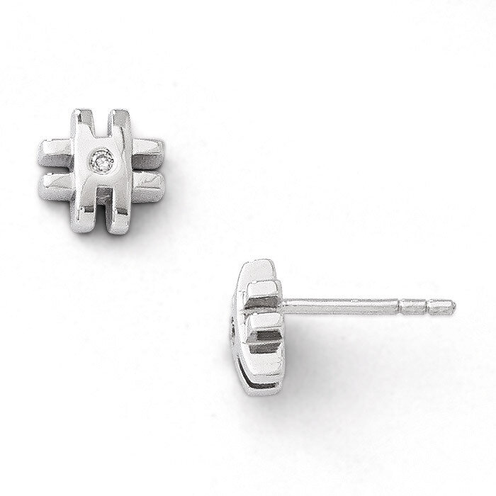 .02ct. Diamond Cross Earrings Sterling Silver QW185