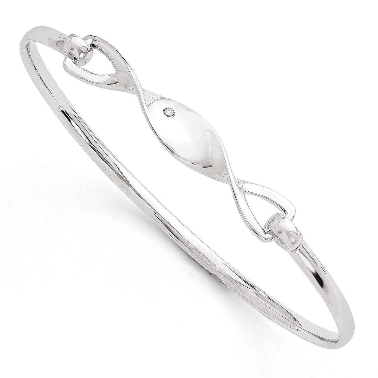 .02ct. Diamond Twist Bangle Bracelet Sterling Silver QW187