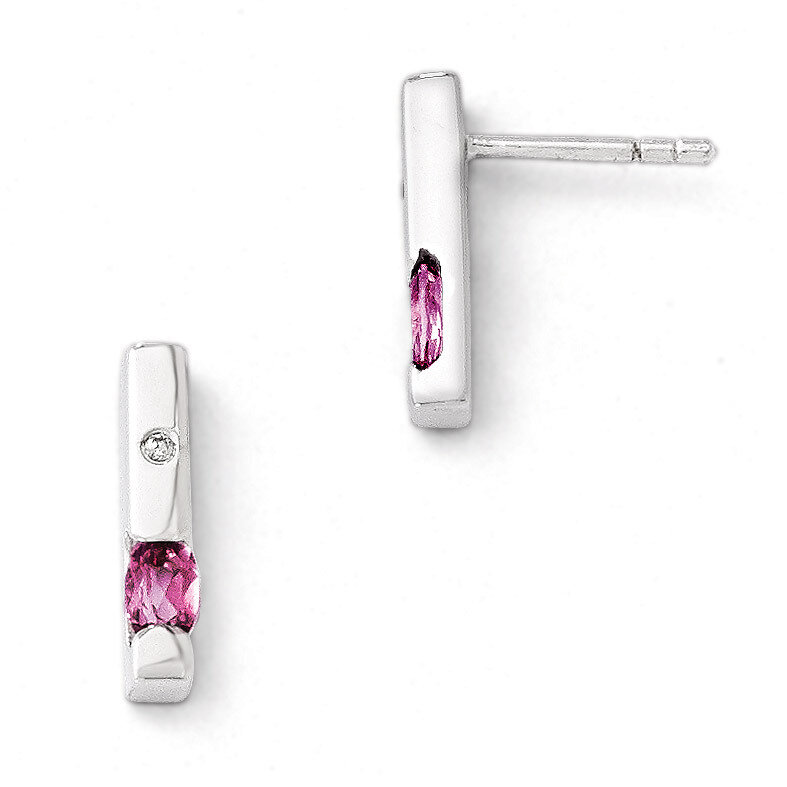 .02ct. Diamond and Pink Topaz Earrings Sterling Silver QW210