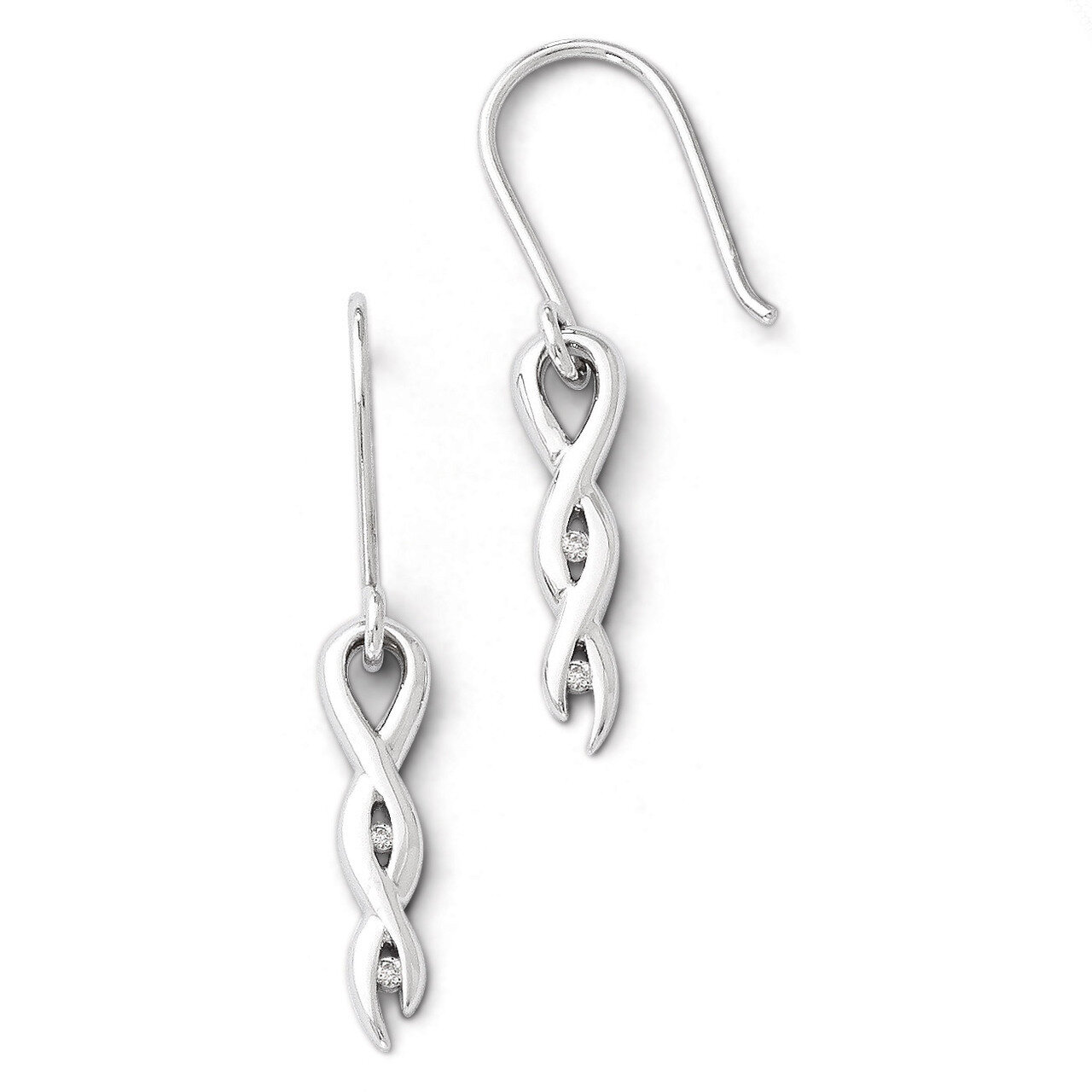.04ct. Diamond Twist Earrings Sterling Silver QW241