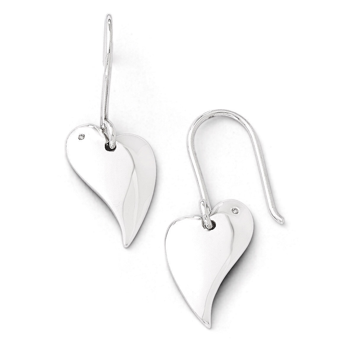 .01ct. Diamond Heart Earrings Sterling Silver QW245