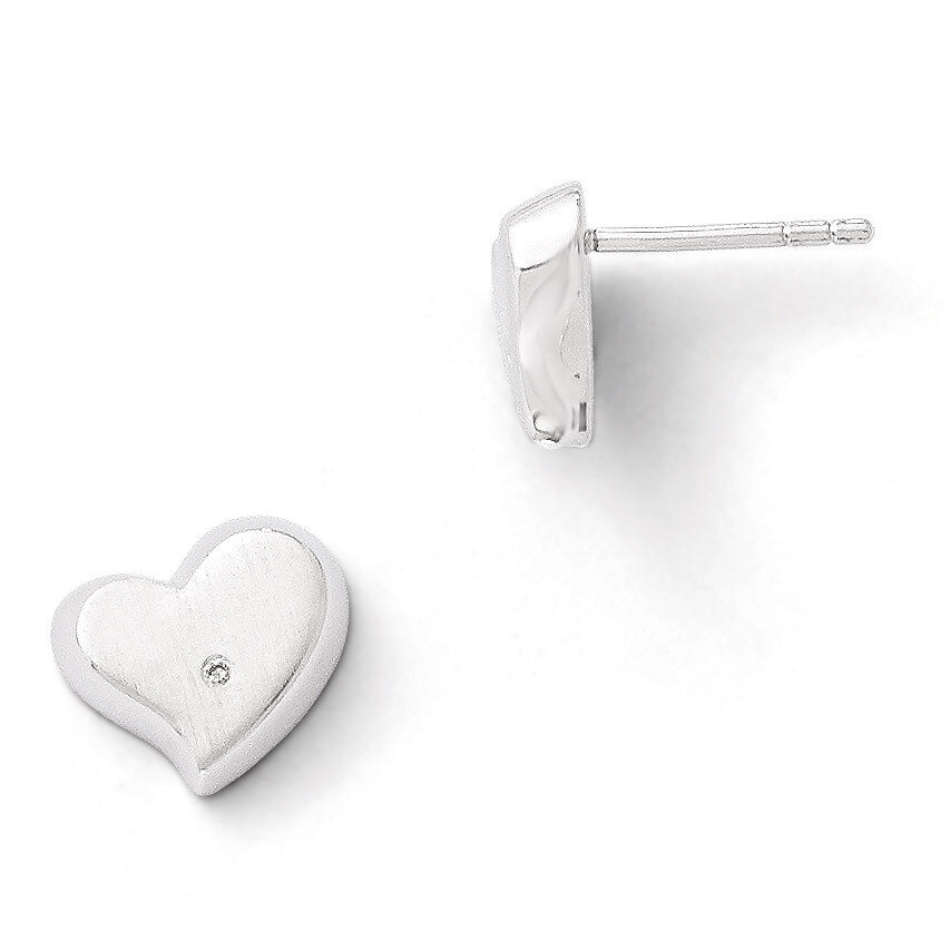 Heart Earrings Sterling Silver Diamond QW305