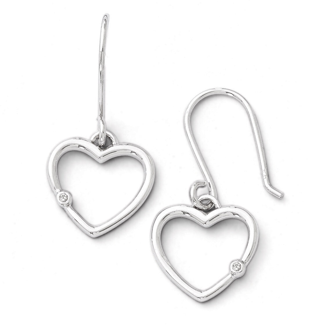 Heart Earrings Sterling Silver Diamond QW311