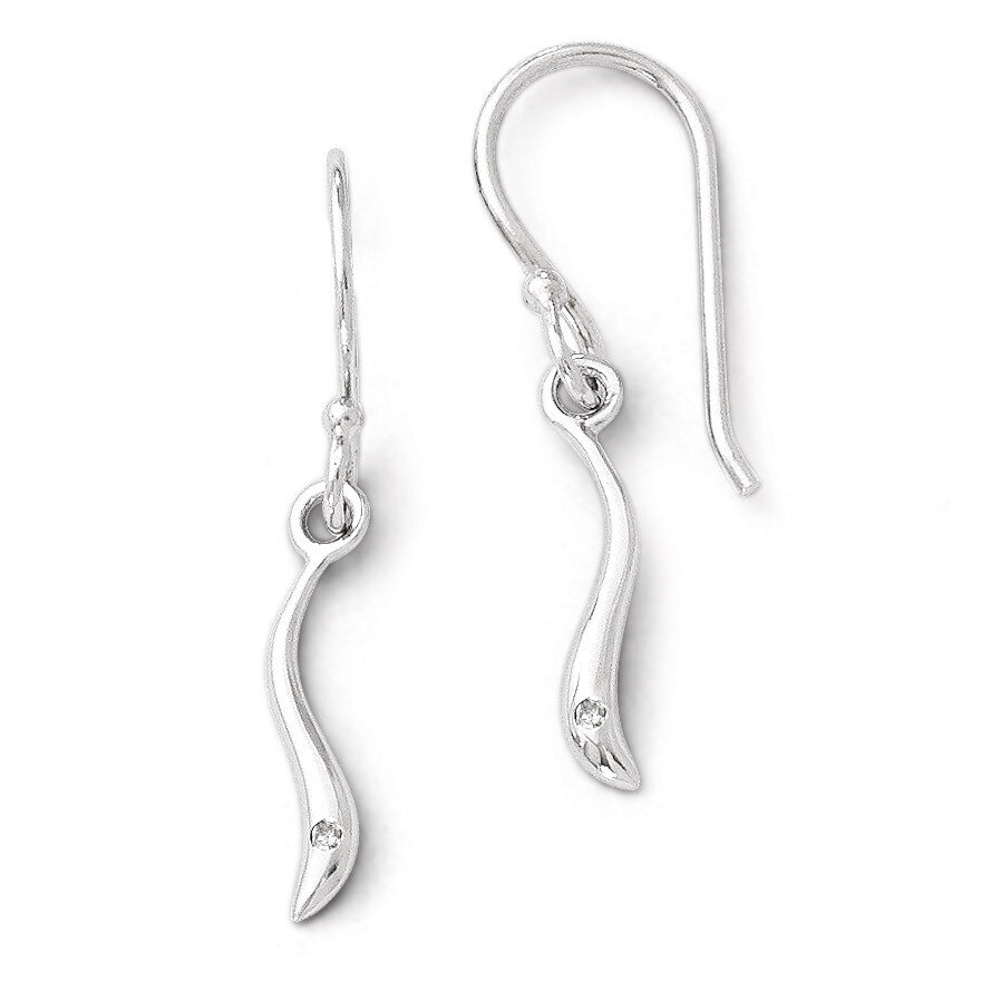 Swirl Diamond Shepherd Hook Earrings Sterling Silver QW321