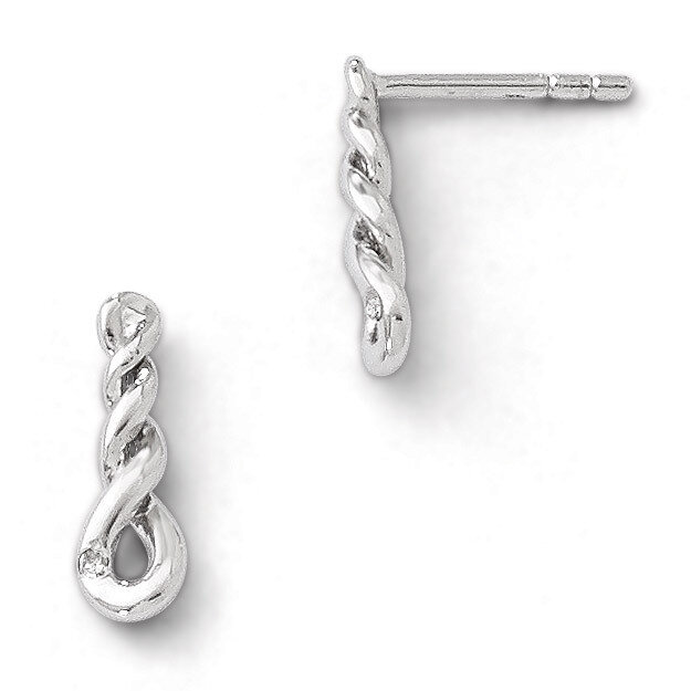 Twisted Diamond Post Earrings Sterling Silver QW323