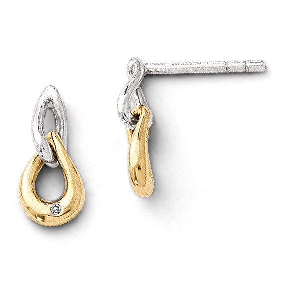 Gold-plated and 1/2pt Diamond Post Earrings Sterling Silver QW353
