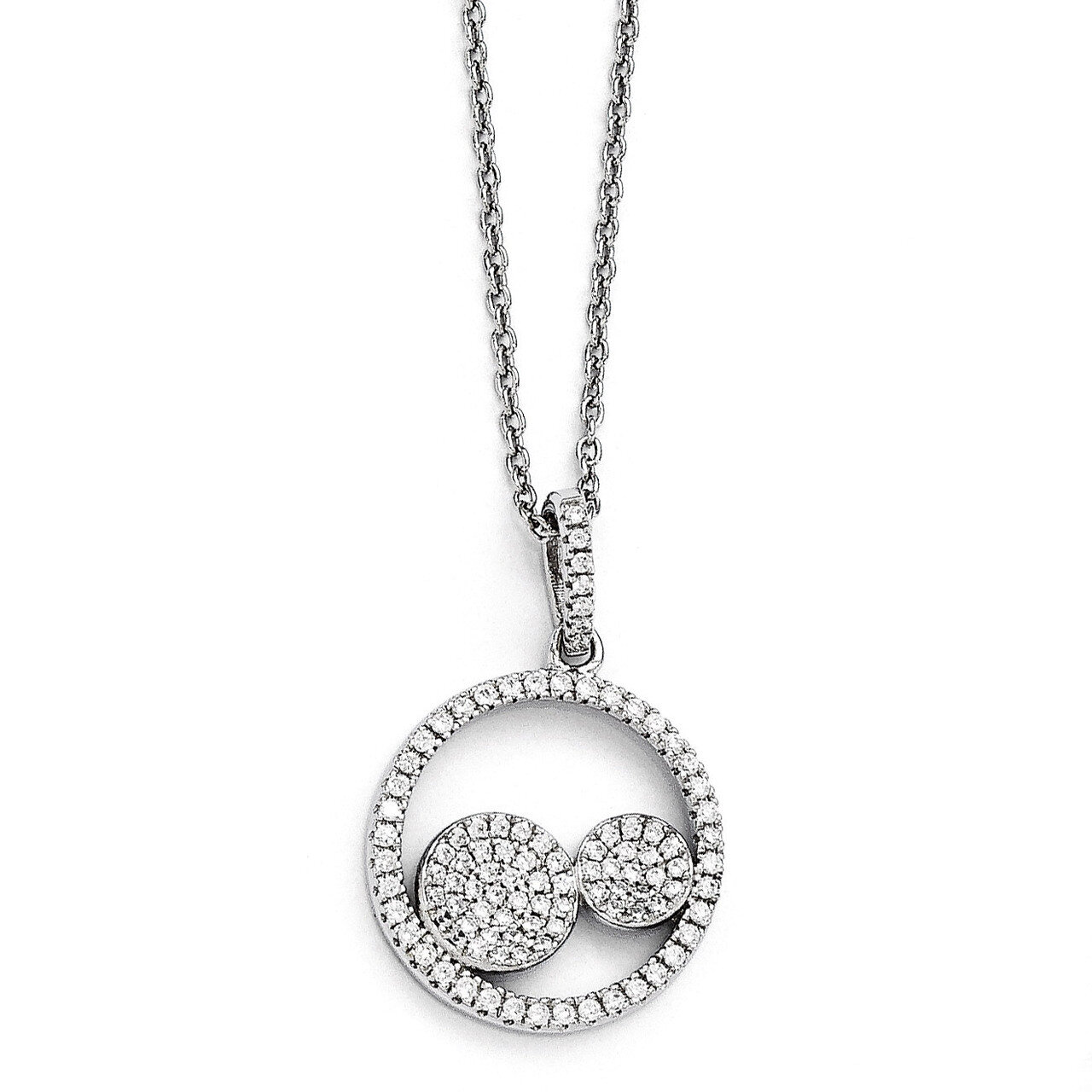 Circles Necklace Sterling Silver &amp; Cubic Zirconia QMP1005-18, MPN: QMP1005-18,