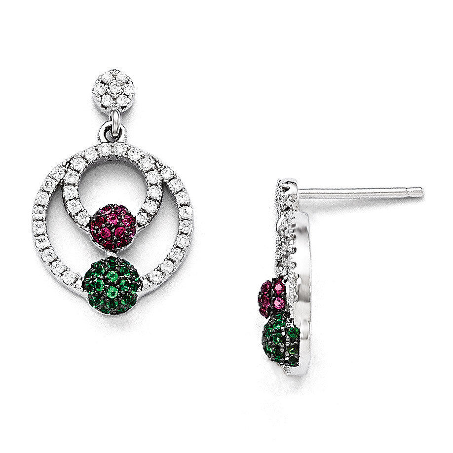 Multi Cubic Zirconia Polished Circle Post Earrings Sterling Silver QMP1011, MPN: QMP1011, 191101470…