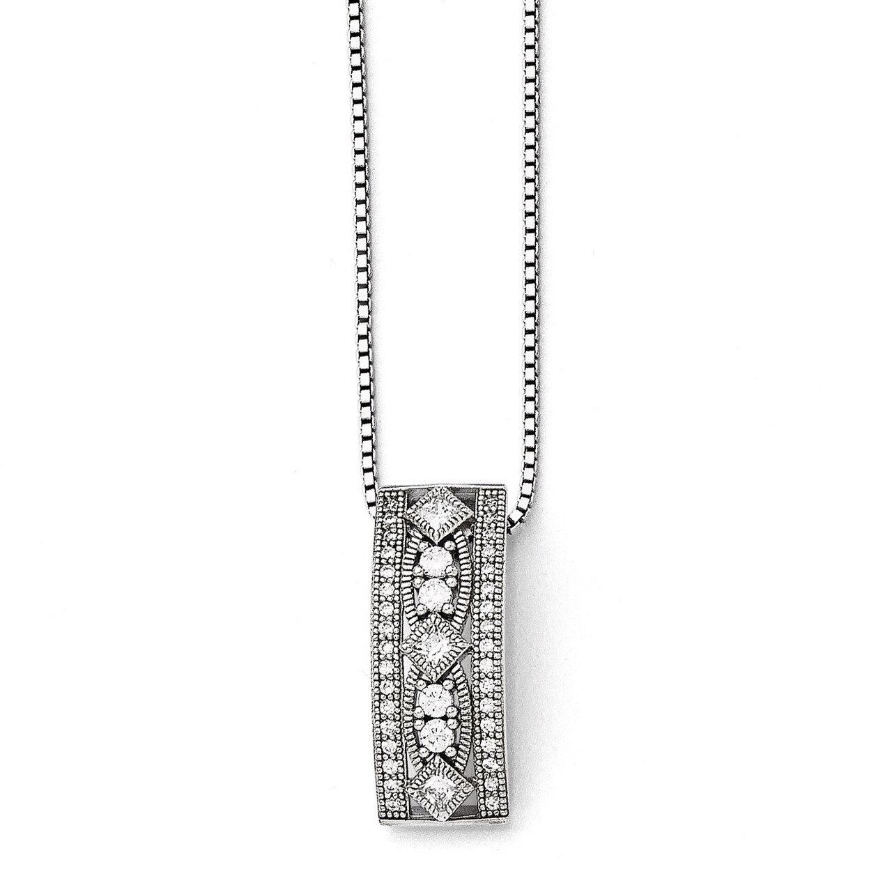 Necklace Sterling Silver &amp; Cubic Zirconia Polished QMP1032-18, MPN: QMP1032-18, 191101470080