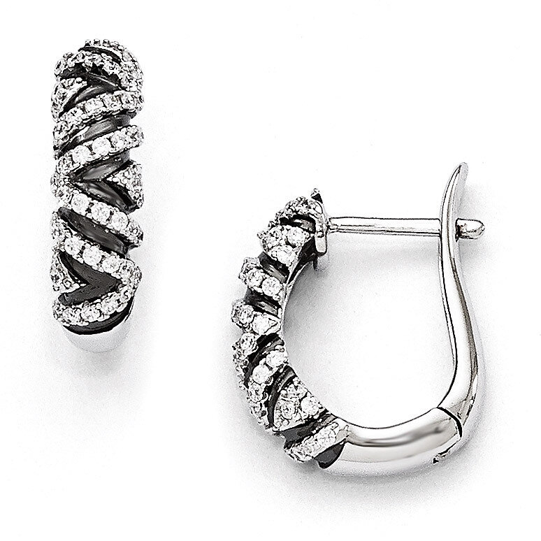 Hinged Hoop Earrings Sterling Silver &amp; Cubic Zirconia QMP1046, MPN: QMP1046, 886774295176
