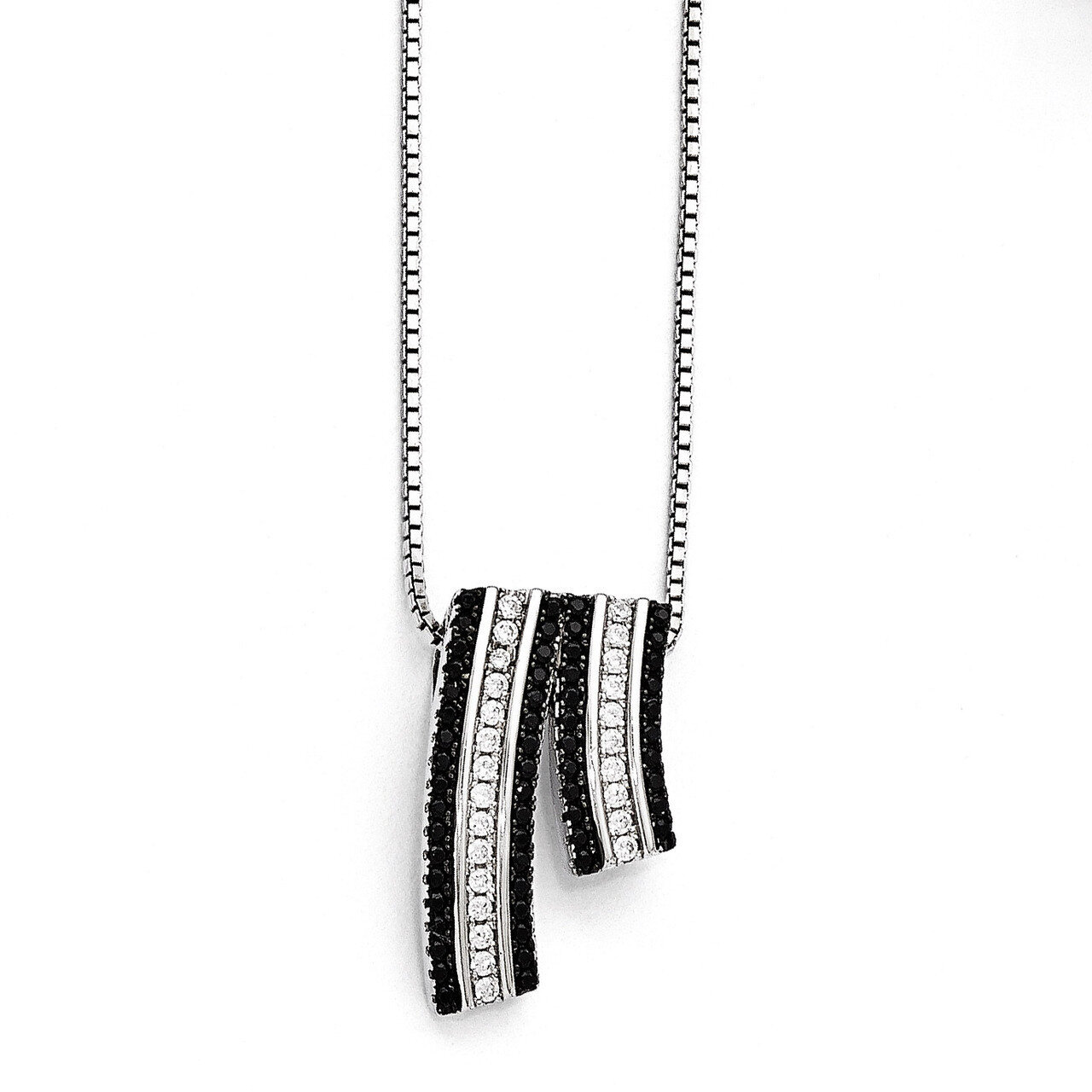 Necklace Sterling Silver &amp; Cubic Zirconia QMP1048-18, MPN: QMP1048-18,