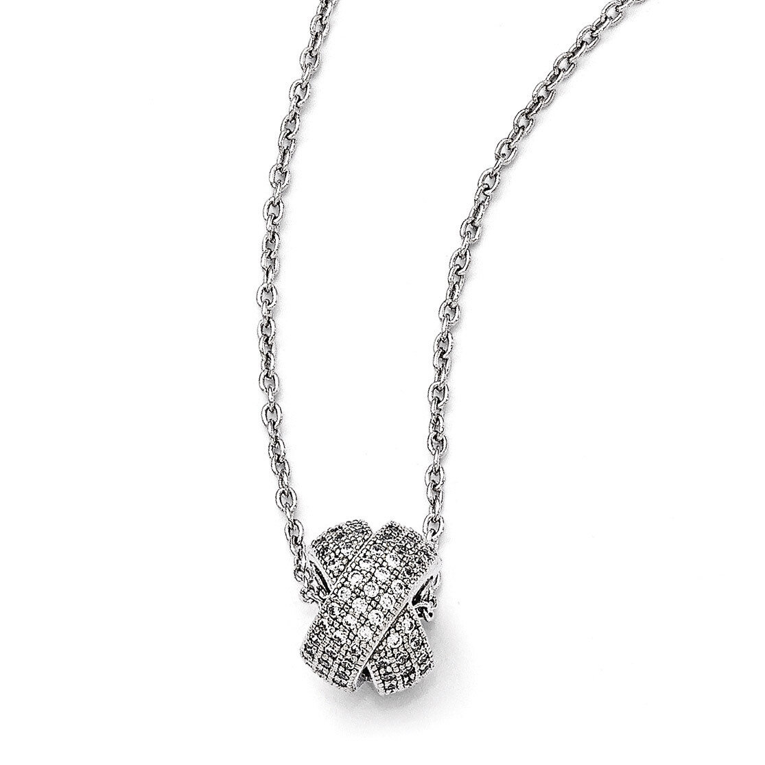 Necklace Sterling Silver &amp; Cubic Zirconia Polished QMP1059-18, MPN: QMP1059-18, 191101471223