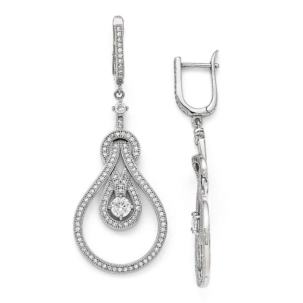 Hinged Hoop Earrings Sterling Silver &amp; Cubic Zirconia QMP1067, MPN: QMP1067, 886774577784