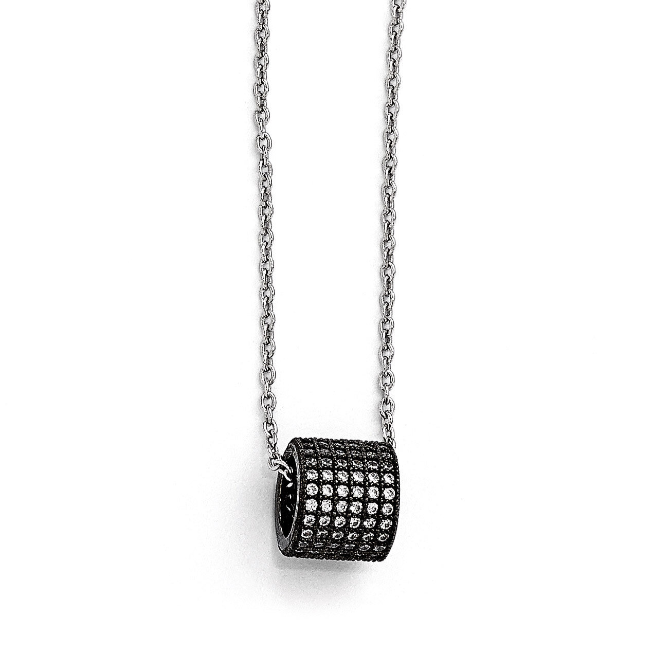 Black Rhodium Cubic Zirconia Necklace Sterling Silver QMP1075-18