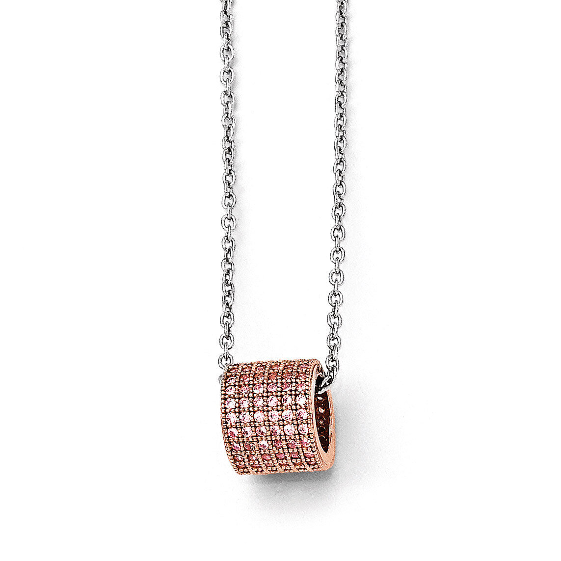 Necklace Sterling Silver Rose Gold-plated Cubic Zirconia QMP1076-18