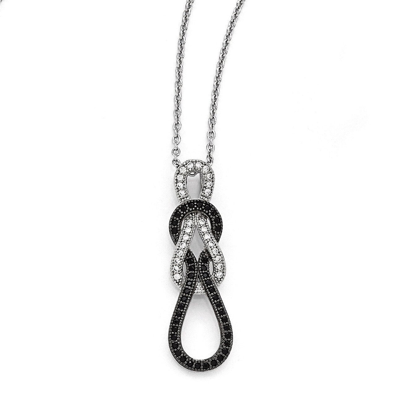Necklace Sterling Silver & Cubic Zirconia Polished QMP1081-18