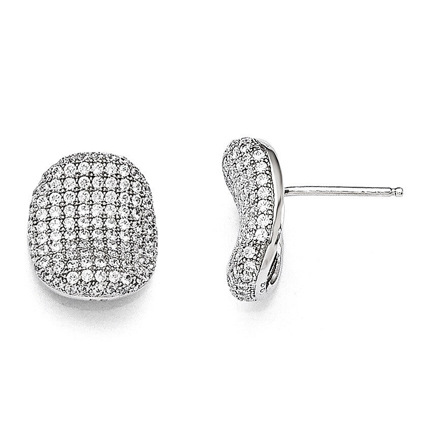 Post Earrings Sterling Silver &amp; Cubic Zirconia Polished QMP109, MPN: QMP109, 883957043241