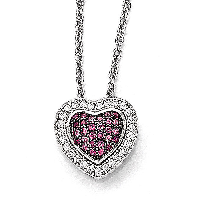 Heart Necklace Sterling Silver &amp; Cubic Zirconia QMP1104-18, MPN: QMP1104-18, 191101195822