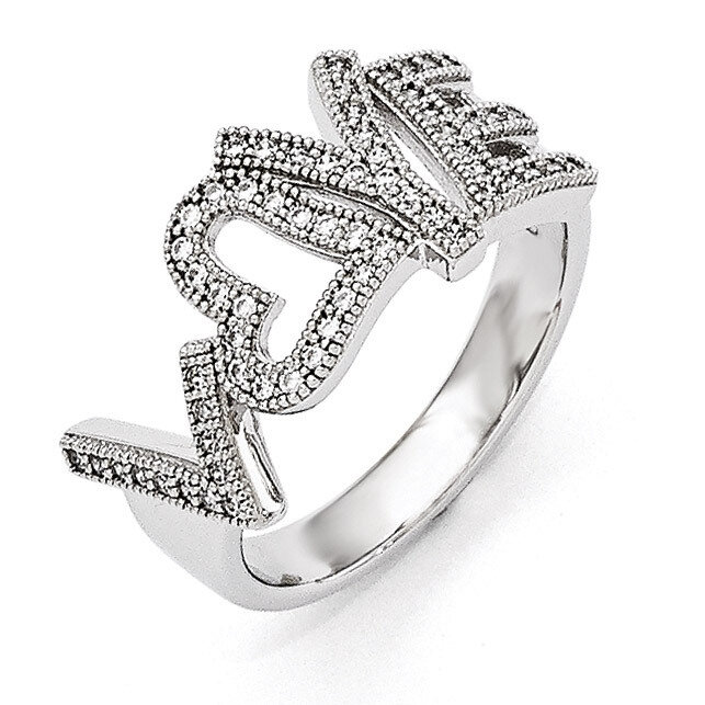 Love Ring Sterling Silver &amp; Cubic Zirconia Polished QMP1135, MPN: QMP1135, 191101469701