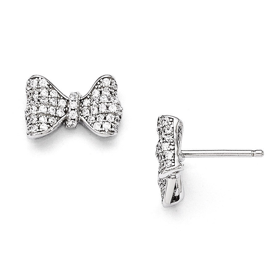 Bow Post Earrings Sterling Silver & Cubic Zirconia QMP1139