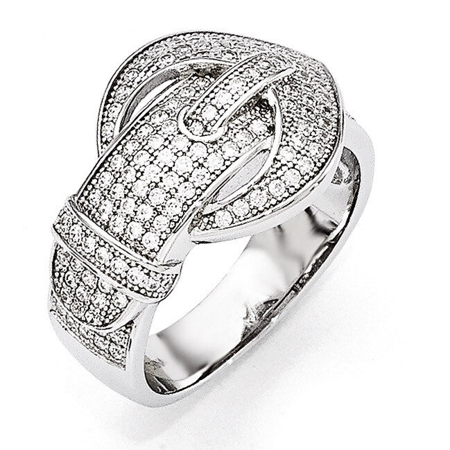 Buckle Ring Sterling Silver & Cubic Zirconia QMP1146