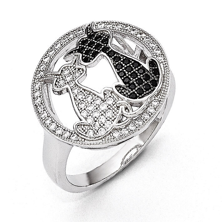 Cat Ring Sterling Silver & Cubic Zirconia QMP1149