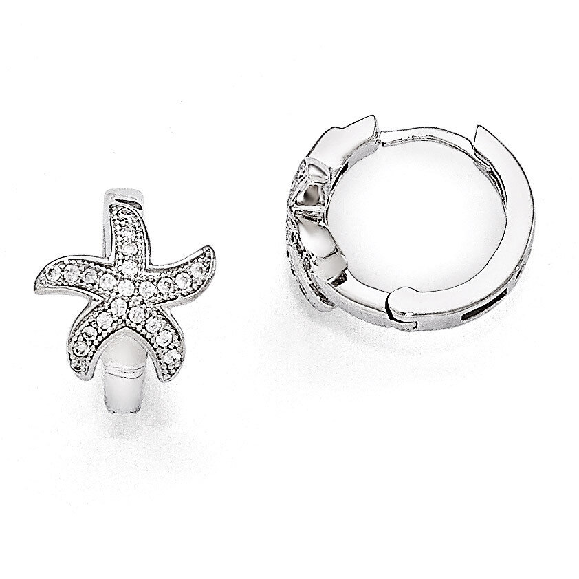 Starfish Hoop Earrings Sterling Silver &amp; Cubic Zirconia QMP1155, MPN: QMP1155, 191101195464