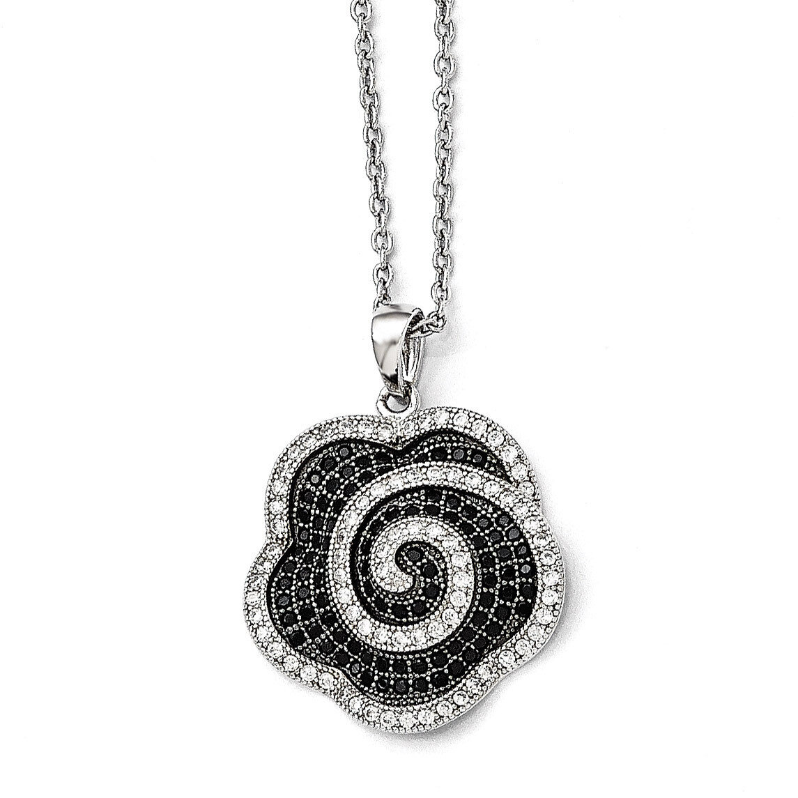 Flower Necklace Sterling Silver &amp; Cubic Zirconia QMP1178-18, MPN: QMP1178-18, 191101195280