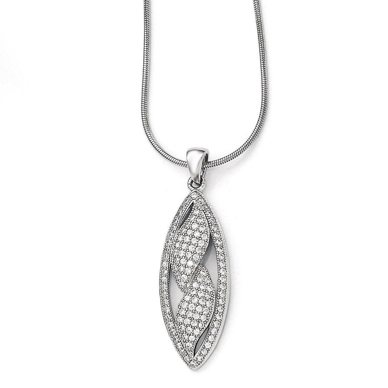 Necklace Sterling Silver &amp; Cubic Zirconia QMP1216-18, MPN: QMP1216-18,
