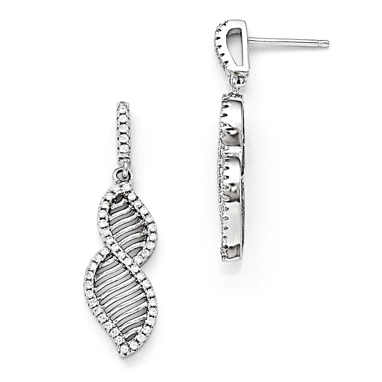 Dangle Post Earrings Sterling Silver &amp; Cubic Zirconia QMP1219