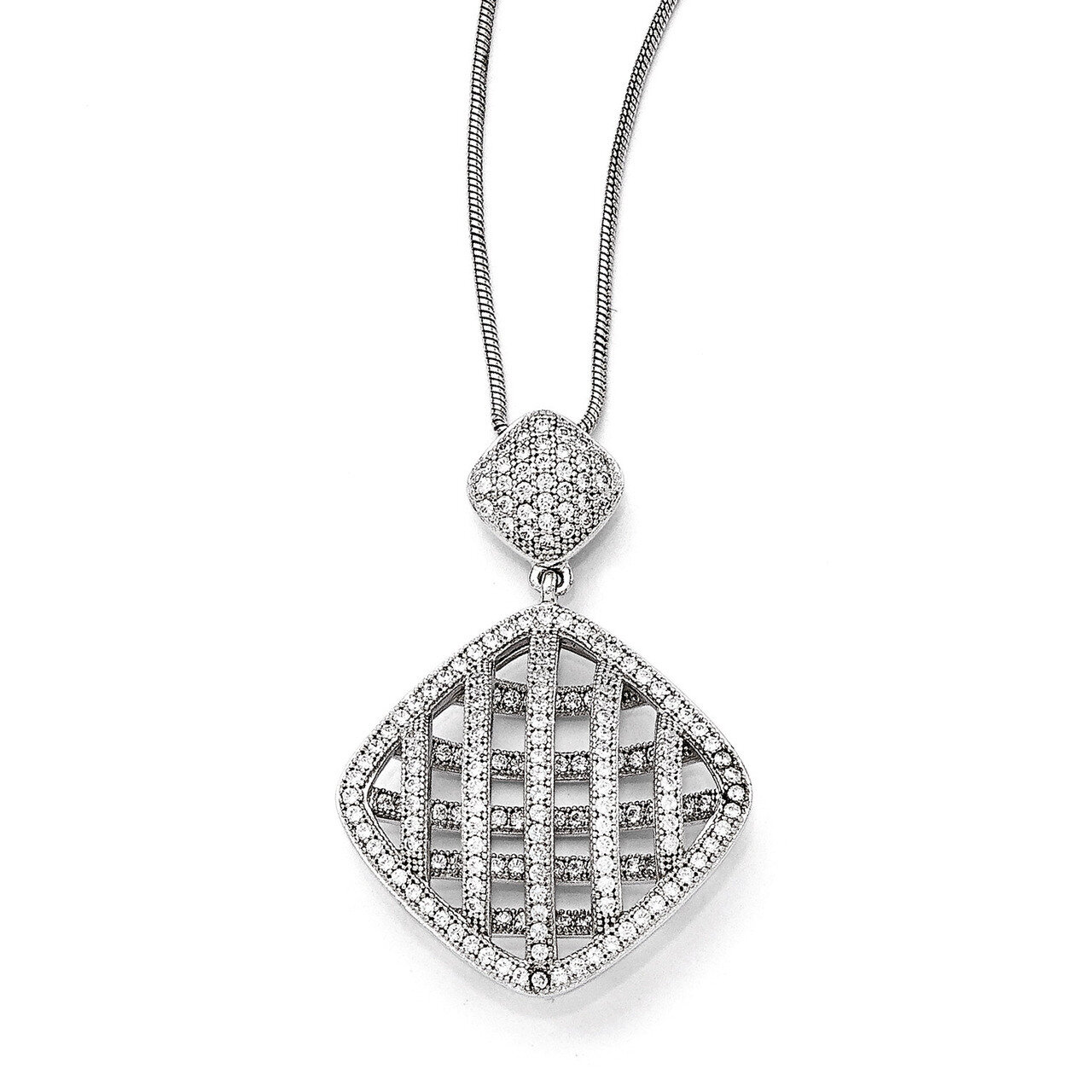 Necklace Sterling Silver & Cubic Zirconia Polished QMP125-18