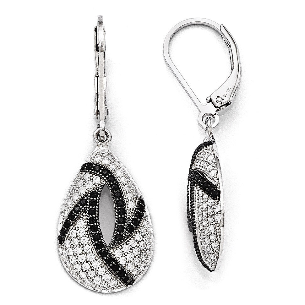 Teardrop Leverback Earrings Sterling Silver &amp; Cubic Zirconia QMP1268, MPN: QMP1268, 886774578415