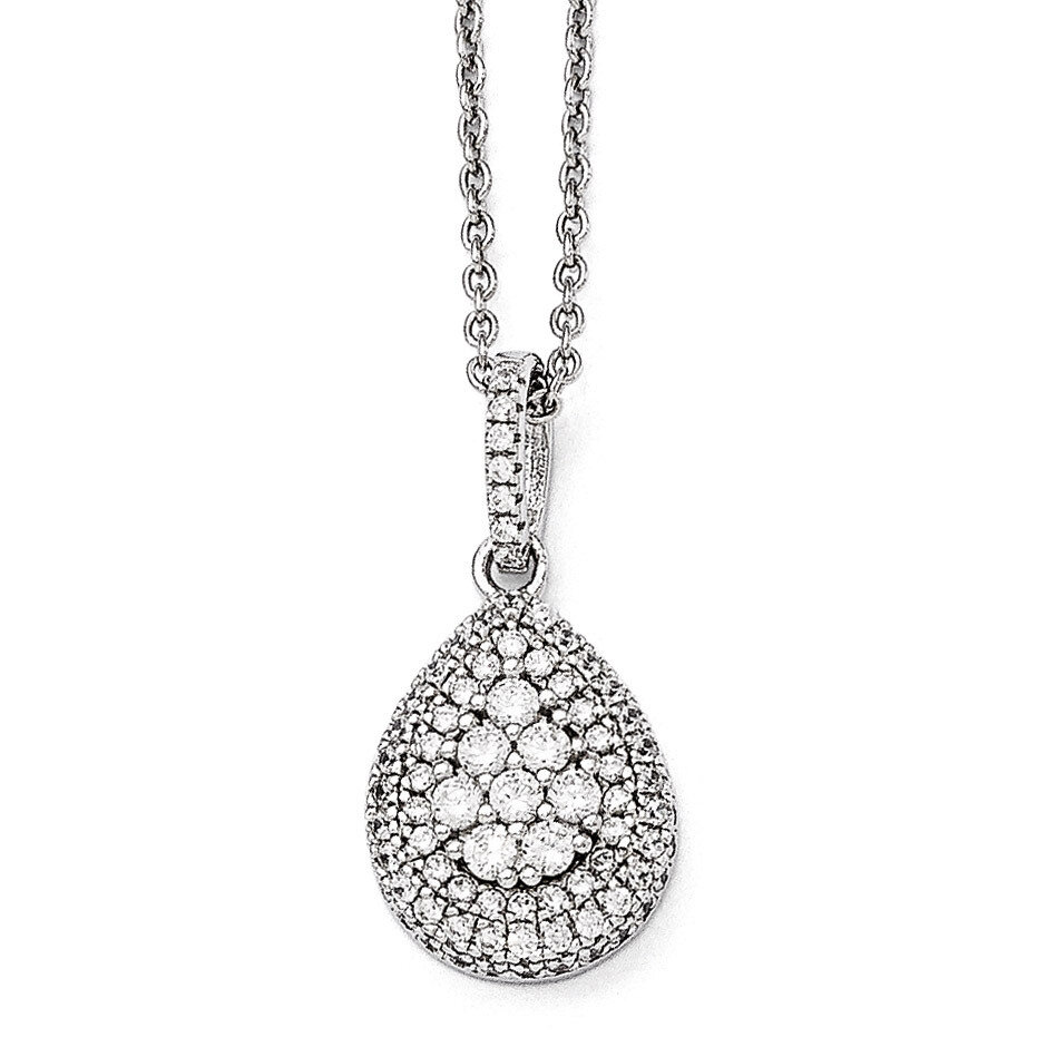 Teardrop Necklace Sterling Silver &amp; Cubic Zirconia QMP1271-18, MPN: QMP1271-18, 191101468247