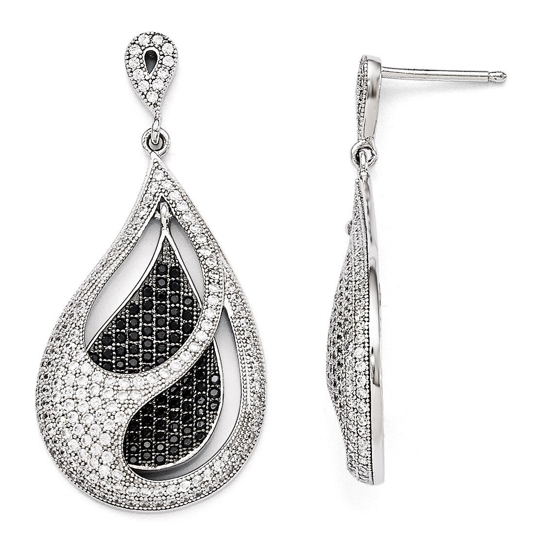 Teardrop Dangle Post Earrings Sterling Silver &amp; Cubic Zirconia QMP1273, MPN: QMP1273, 883957054230