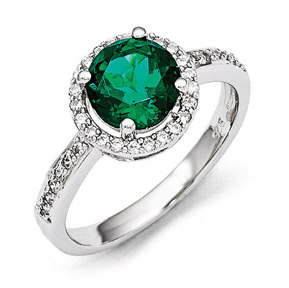 White &amp; Green Cubic Zirconia Rhodium Ring Sterling Silver QMP1322, MPN: QMP1322, 191101194986