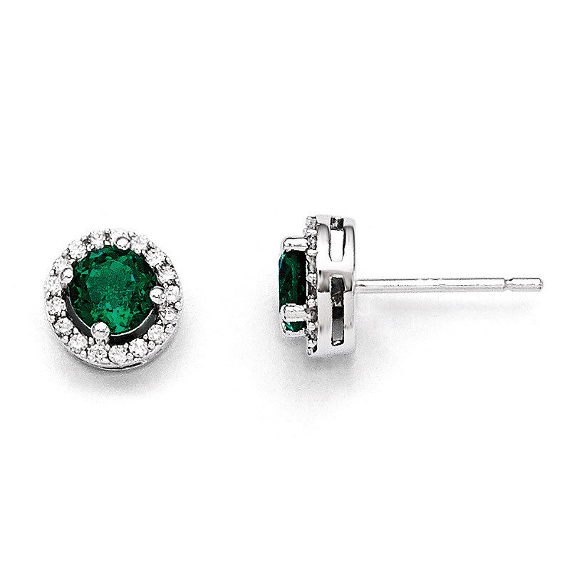 White &amp; Green Cubic Zirconia Rhodium Earrings Sterling Silver QMP1323, MPN: QMP1323, 886774578323