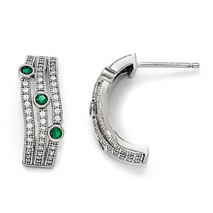 Post Earrings Sterling Silver &amp; Cubic Zirconia Polished QMP1328, MPN: QMP1328, 191101471759