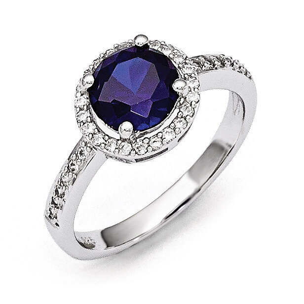 Polished Ring Sterling Silver White &amp; Blue Cubic Zirconia QMP1331, MPN: QMP1331, 886774578361