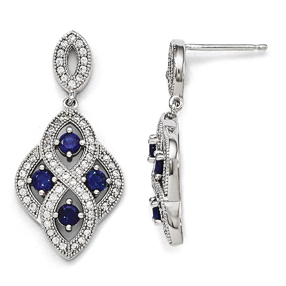 Dangle Post Earrings Sterling Silver &amp; Cubic Zirconia Polished QMP1333, MPN: QMP1333, 886774577777