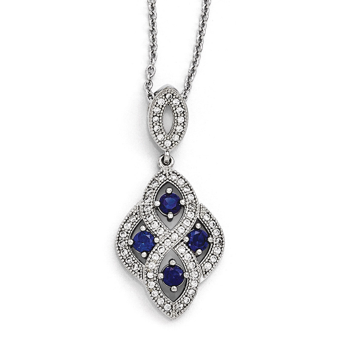 Necklace Sterling Silver &amp; Cubic Zirconia Polished QMP1336-18, MPN: QMP1336-18, 886774578101